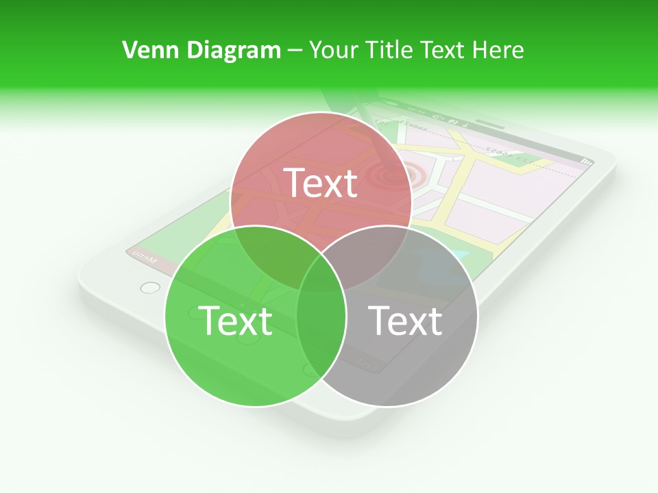 A White Tablet With A Blue Arrow On Top Of It PowerPoint Template