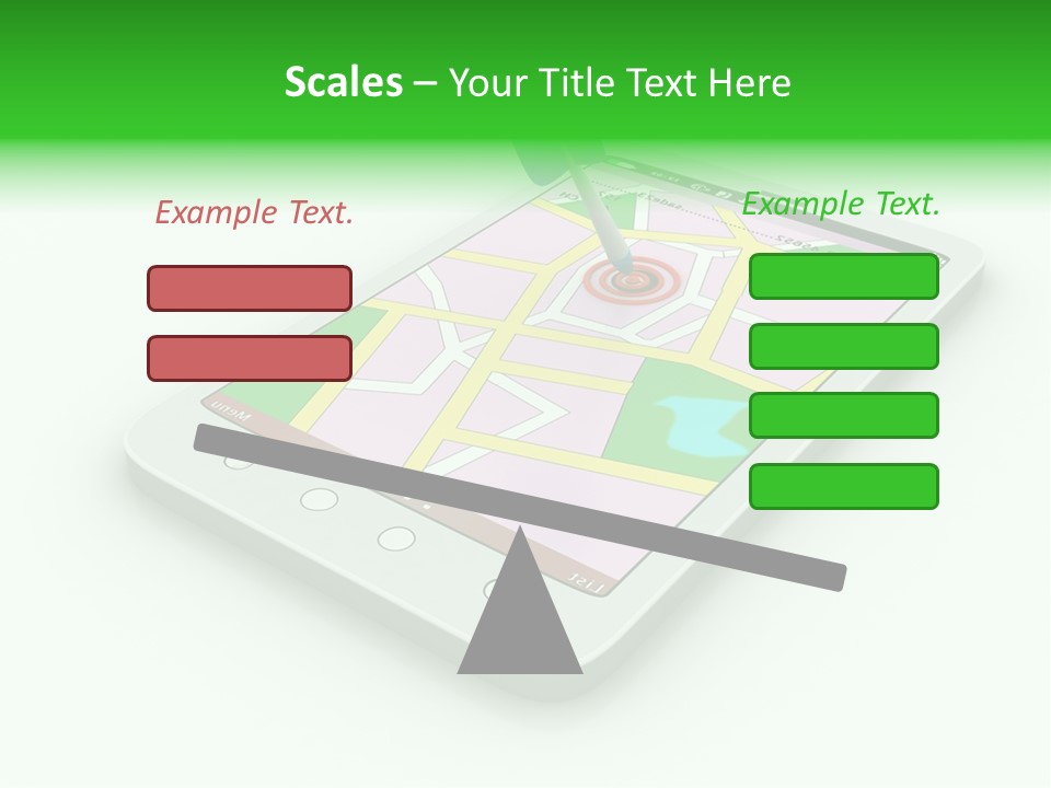 A White Tablet With A Blue Arrow On Top Of It PowerPoint Template