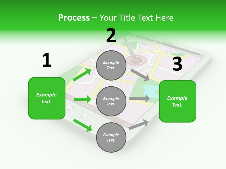A White Tablet With A Blue Arrow On Top Of It PowerPoint Template