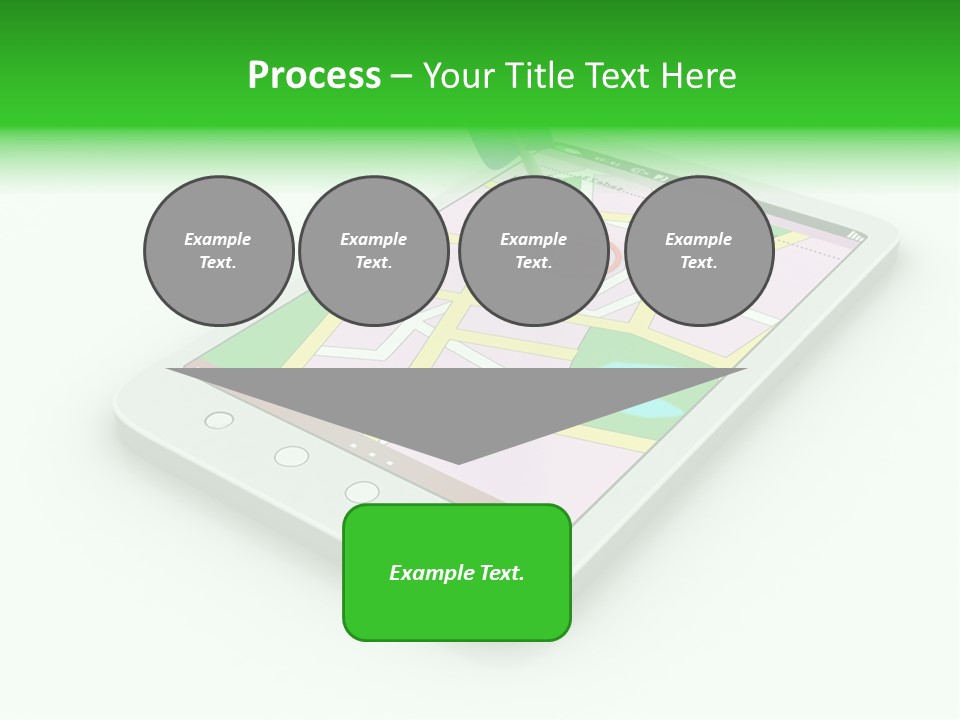 A White Tablet With A Blue Arrow On Top Of It PowerPoint Template