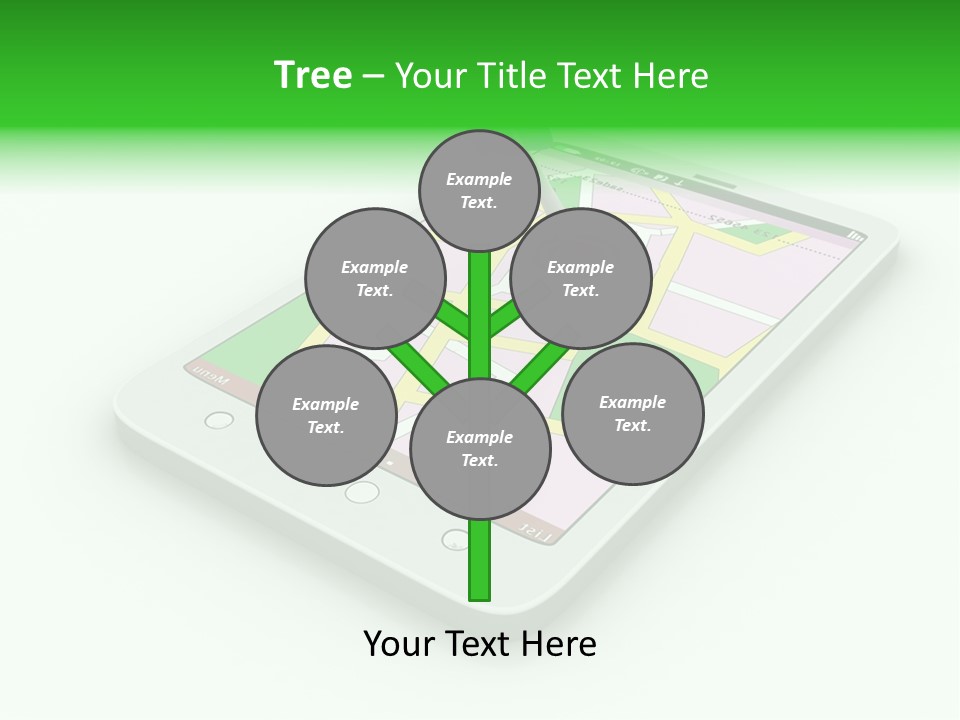 A White Tablet With A Blue Arrow On Top Of It PowerPoint Template