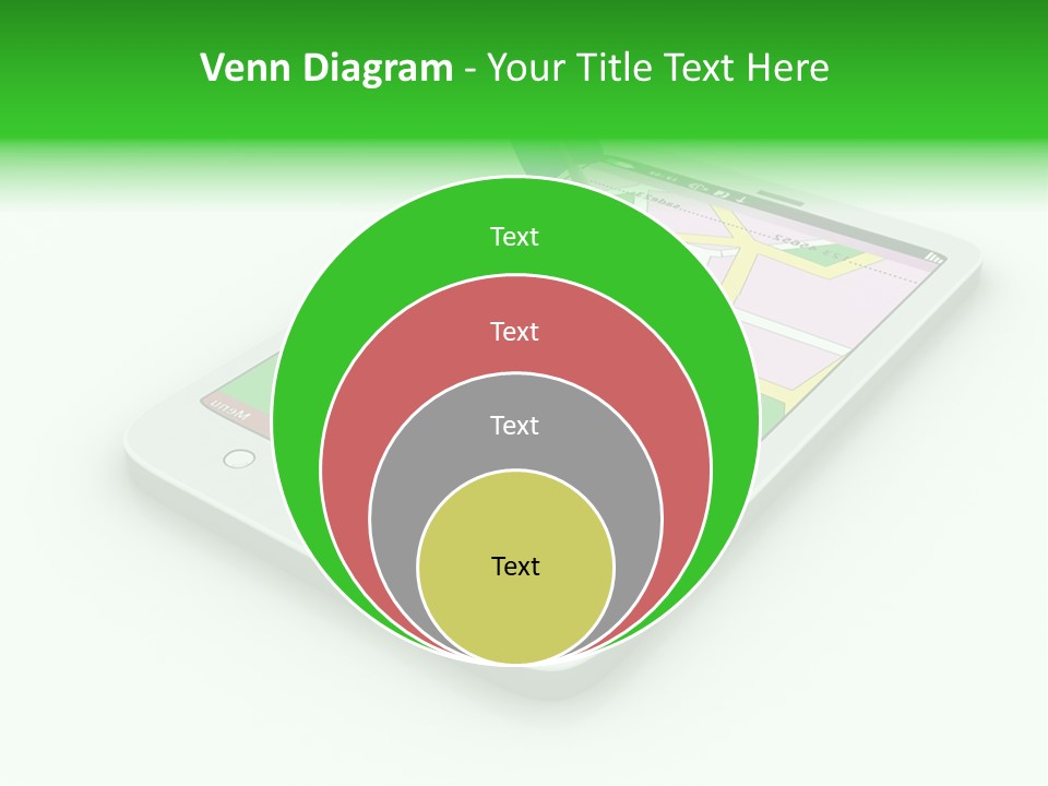 A White Tablet With A Blue Arrow On Top Of It PowerPoint Template