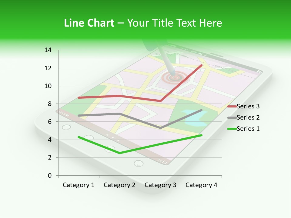 A White Tablet With A Blue Arrow On Top Of It PowerPoint Template