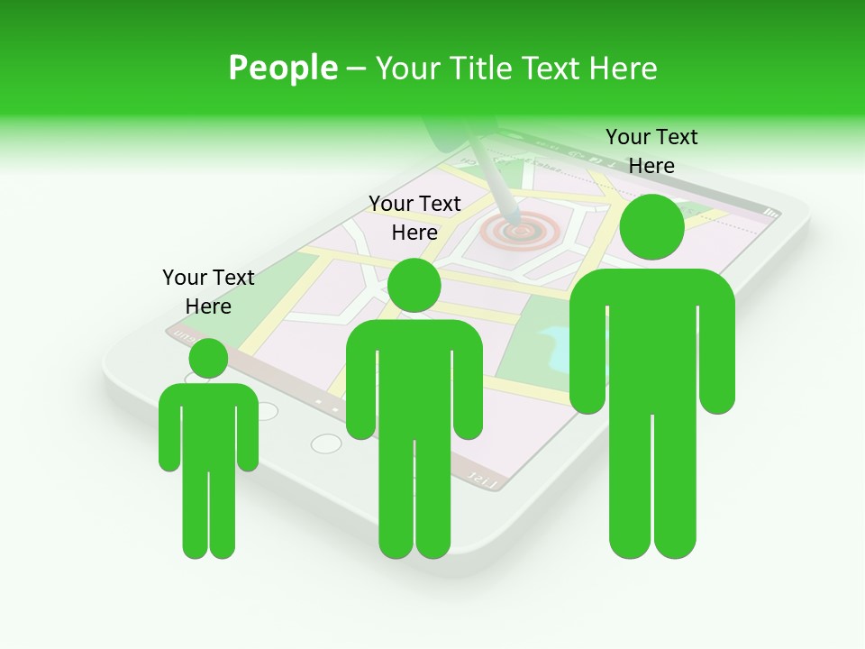 A White Tablet With A Blue Arrow On Top Of It PowerPoint Template