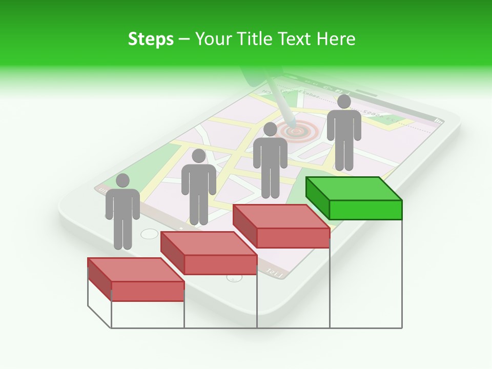 A White Tablet With A Blue Arrow On Top Of It PowerPoint Template