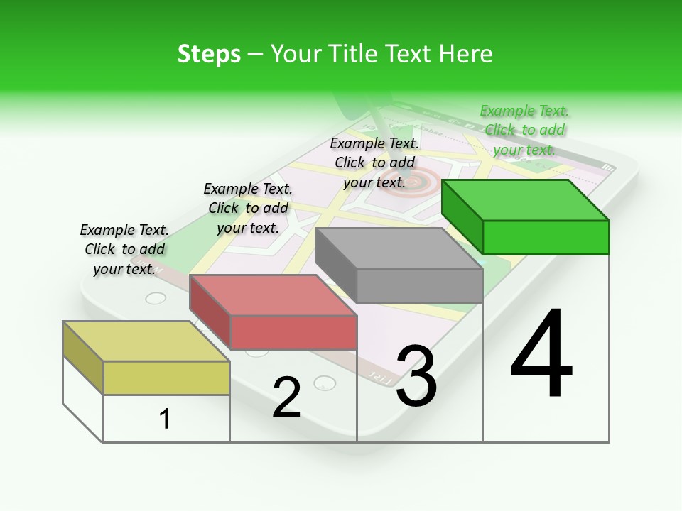 A White Tablet With A Blue Arrow On Top Of It PowerPoint Template