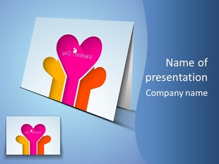 A Card With A Heart And Two Hands Holding A Piece Of Paper PowerPoint Template