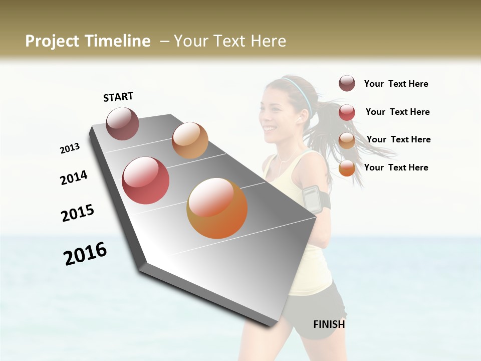 A Woman Running On The Beach Powerpoint Template PowerPoint Template