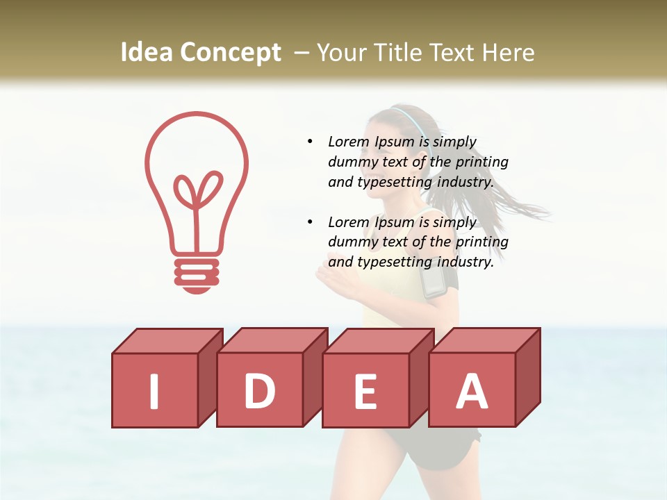 A Woman Running On The Beach Powerpoint Template PowerPoint Template