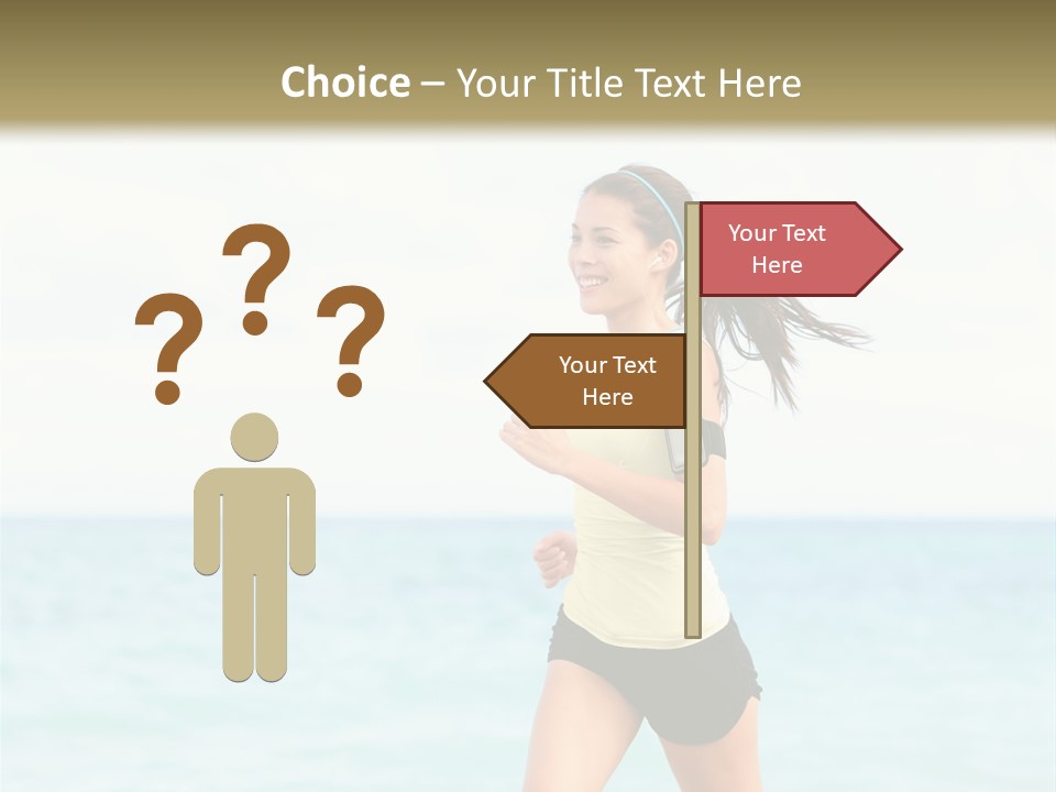 A Woman Running On The Beach Powerpoint Template PowerPoint Template