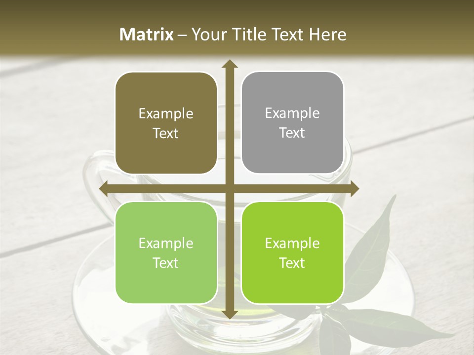 A Cup Of Green Tea With A Leaf On A Saucer PowerPoint Template