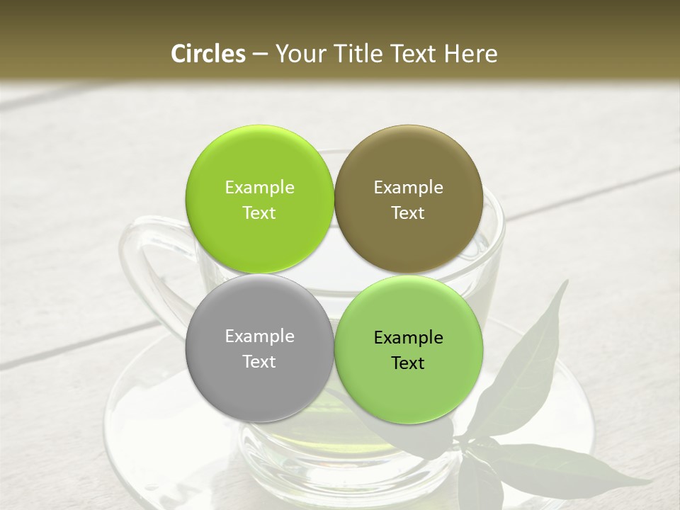A Cup Of Green Tea With A Leaf On A Saucer PowerPoint Template