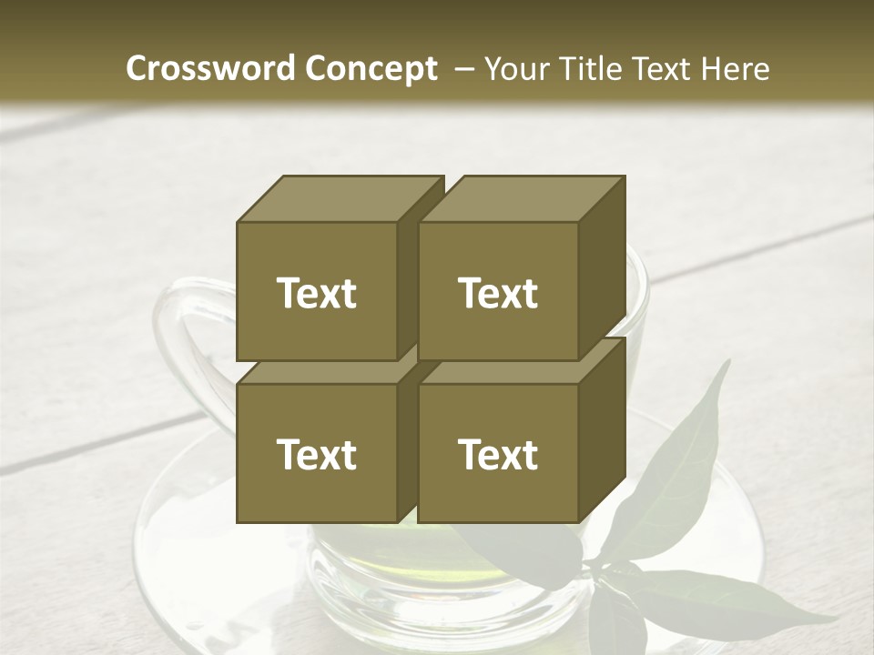 A Cup Of Green Tea With A Leaf On A Saucer PowerPoint Template