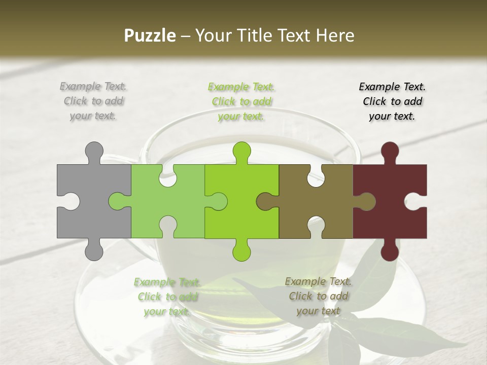 A Cup Of Green Tea With A Leaf On A Saucer PowerPoint Template