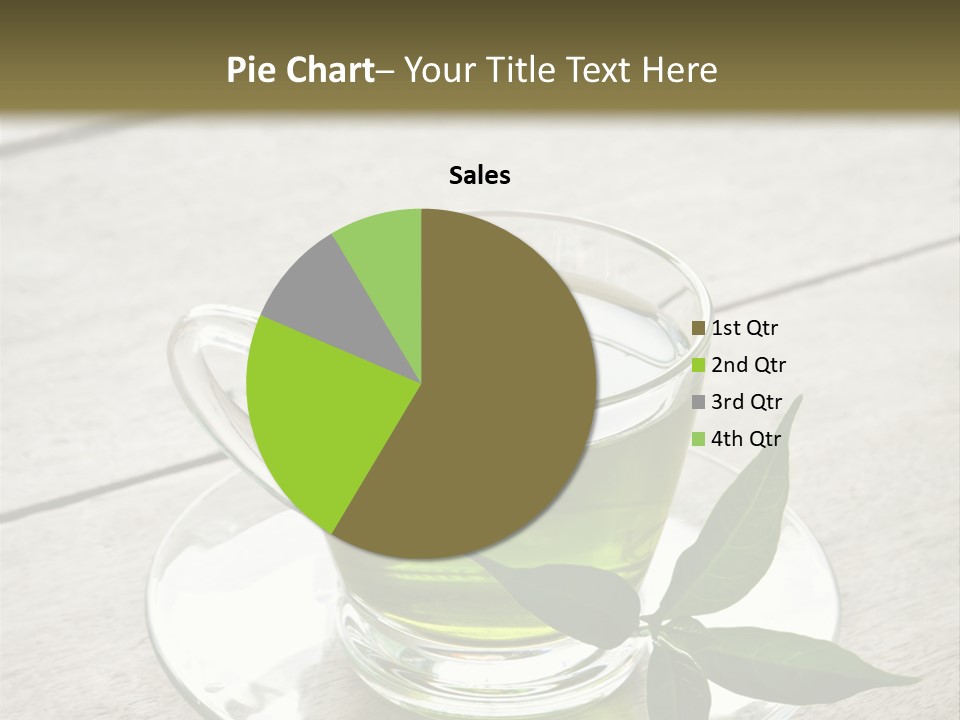 A Cup Of Green Tea With A Leaf On A Saucer PowerPoint Template