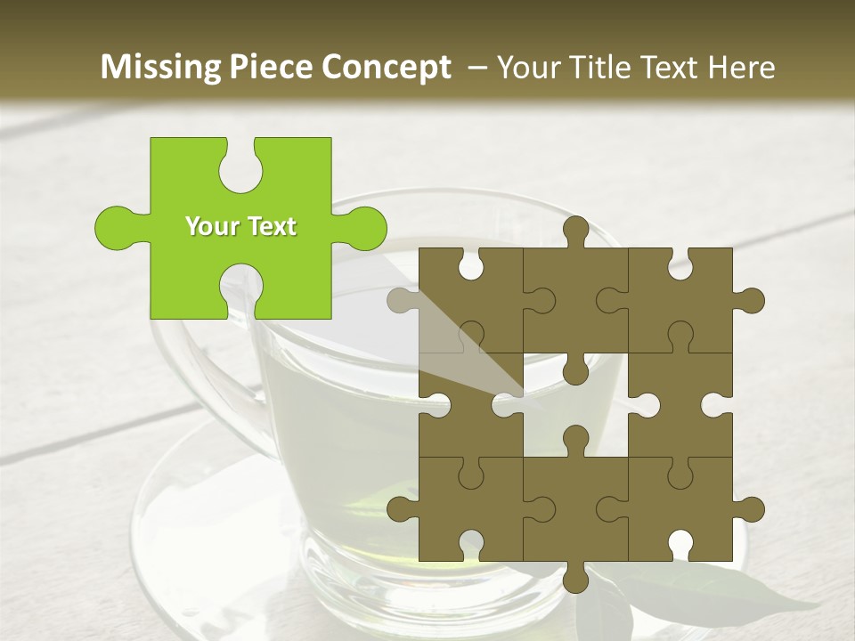 A Cup Of Green Tea With A Leaf On A Saucer PowerPoint Template