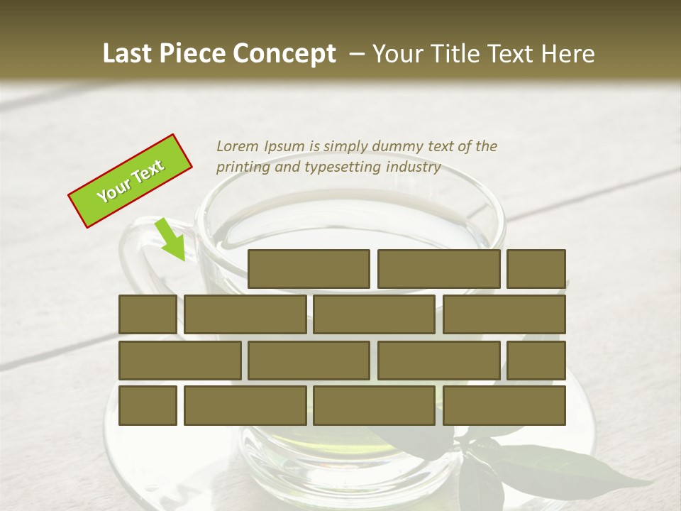 A Cup Of Green Tea With A Leaf On A Saucer PowerPoint Template