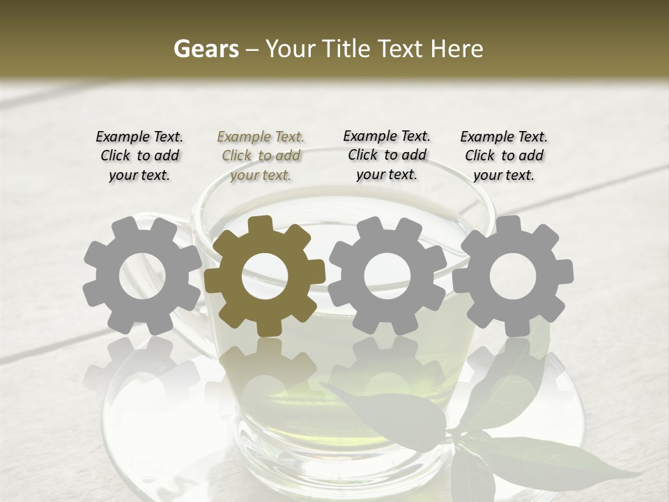 A Cup Of Green Tea With A Leaf On A Saucer PowerPoint Template