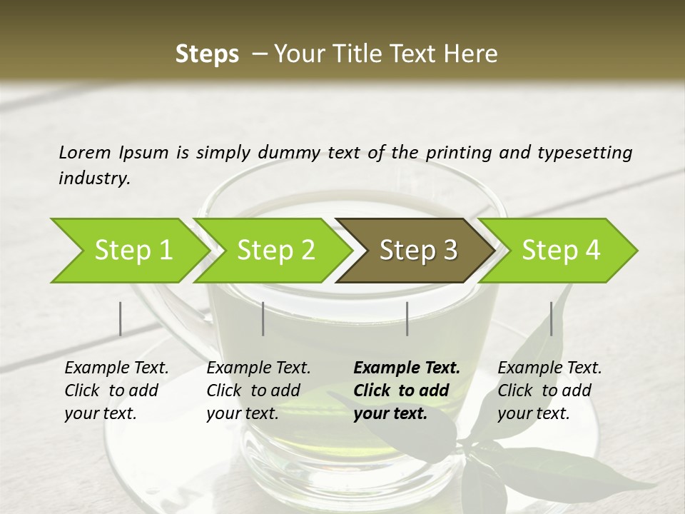 A Cup Of Green Tea With A Leaf On A Saucer PowerPoint Template