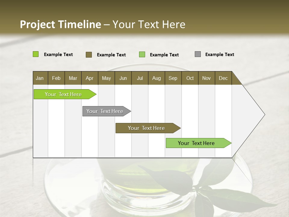 A Cup Of Green Tea With A Leaf On A Saucer PowerPoint Template