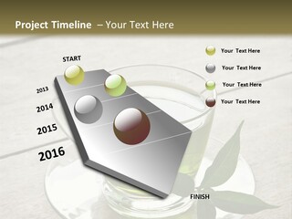 A Cup Of Green Tea With A Leaf On A Saucer PowerPoint Template