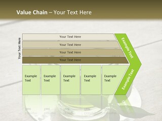 A Cup Of Green Tea With A Leaf On A Saucer PowerPoint Template