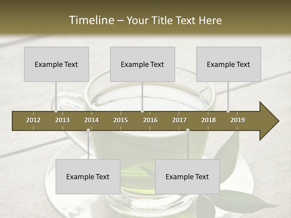 A Cup Of Green Tea With A Leaf On A Saucer PowerPoint Template