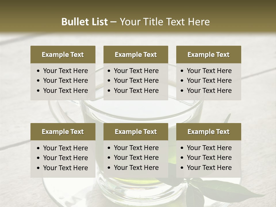 A Cup Of Green Tea With A Leaf On A Saucer PowerPoint Template