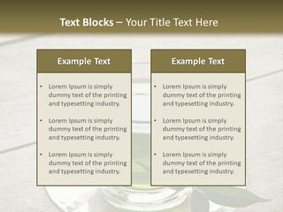 A Cup Of Green Tea With A Leaf On A Saucer PowerPoint Template
