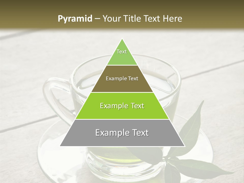 A Cup Of Green Tea With A Leaf On A Saucer PowerPoint Template