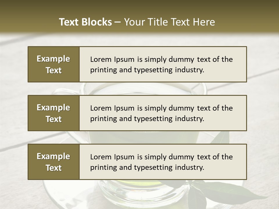 A Cup Of Green Tea With A Leaf On A Saucer PowerPoint Template