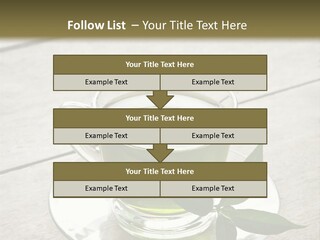 A Cup Of Green Tea With A Leaf On A Saucer PowerPoint Template