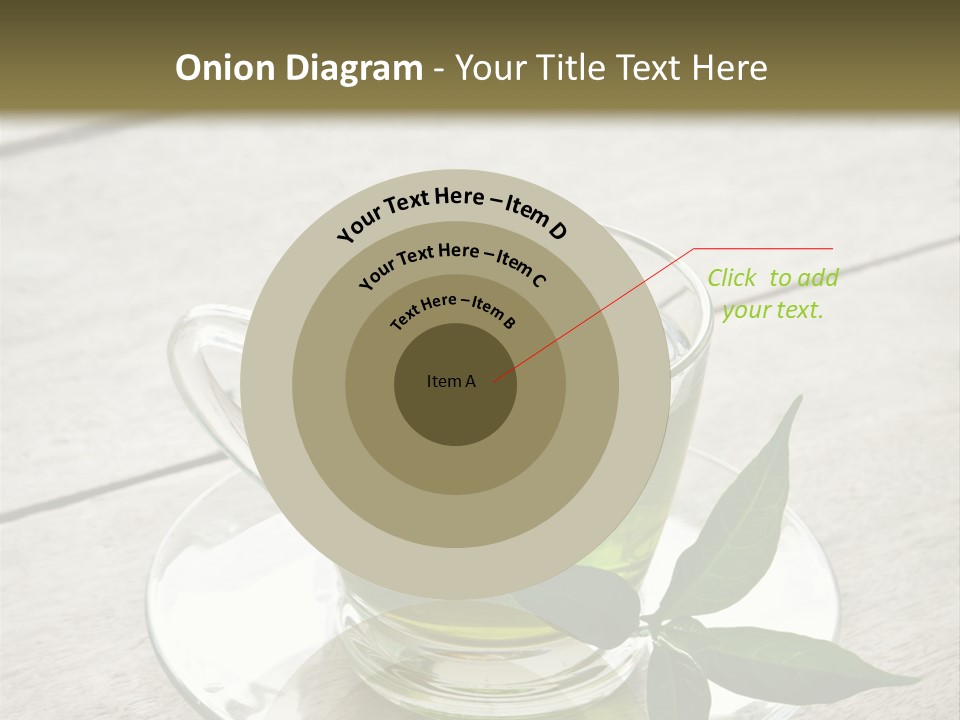 A Cup Of Green Tea With A Leaf On A Saucer PowerPoint Template