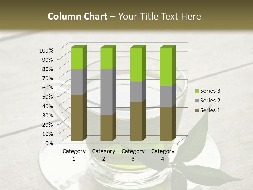 A Cup Of Green Tea With A Leaf On A Saucer PowerPoint Template