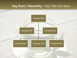 A Cup Of Green Tea With A Leaf On A Saucer PowerPoint Template