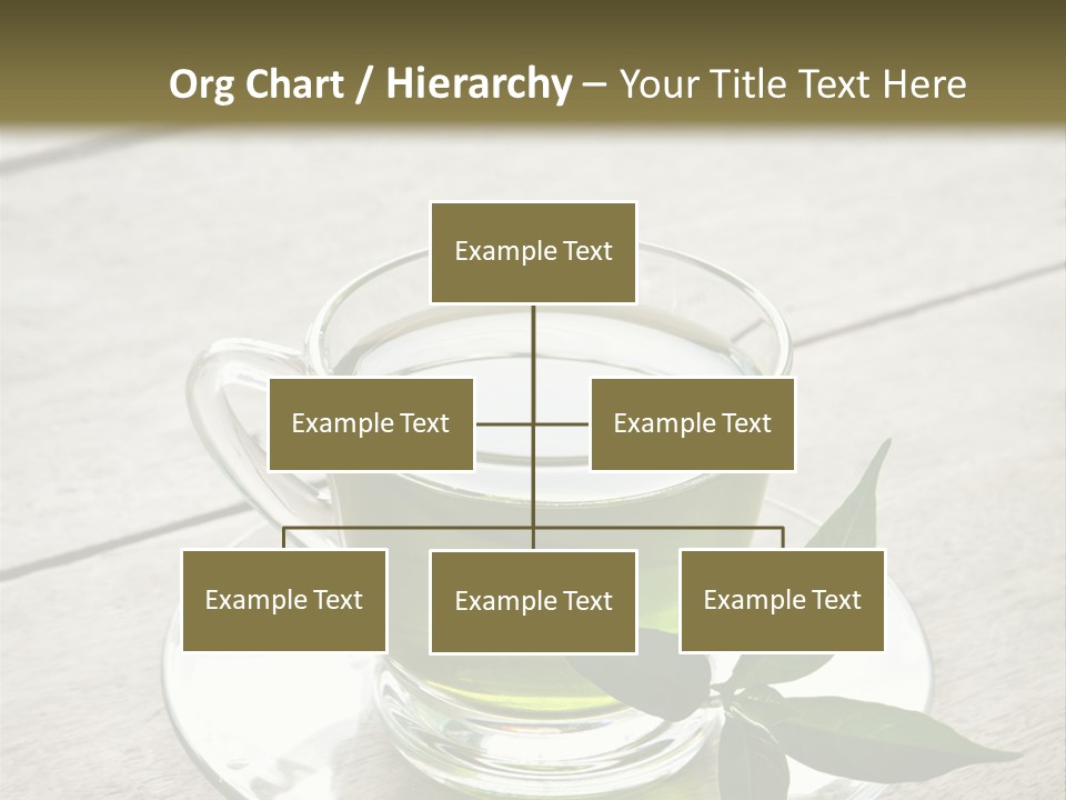 A Cup Of Green Tea With A Leaf On A Saucer PowerPoint Template