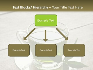 A Cup Of Green Tea With A Leaf On A Saucer PowerPoint Template