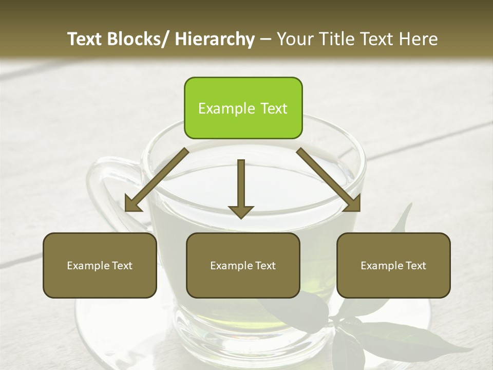A Cup Of Green Tea With A Leaf On A Saucer PowerPoint Template