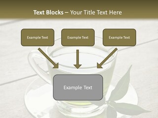 A Cup Of Green Tea With A Leaf On A Saucer PowerPoint Template