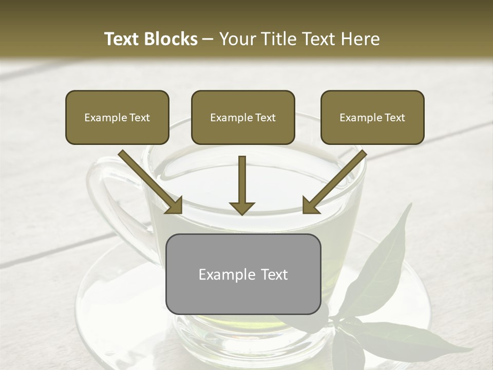 A Cup Of Green Tea With A Leaf On A Saucer PowerPoint Template