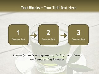A Cup Of Green Tea With A Leaf On A Saucer PowerPoint Template