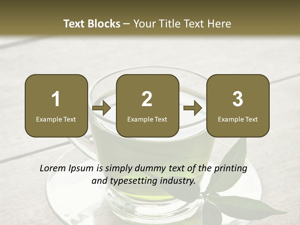 A Cup Of Green Tea With A Leaf On A Saucer PowerPoint Template