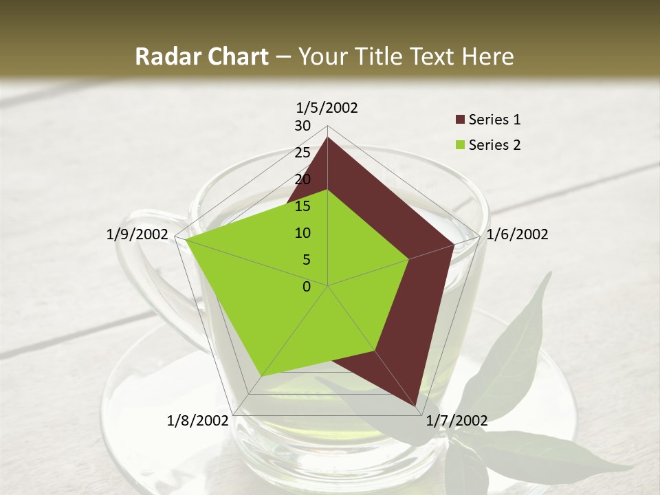 A Cup Of Green Tea With A Leaf On A Saucer PowerPoint Template