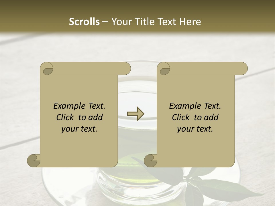 A Cup Of Green Tea With A Leaf On A Saucer PowerPoint Template