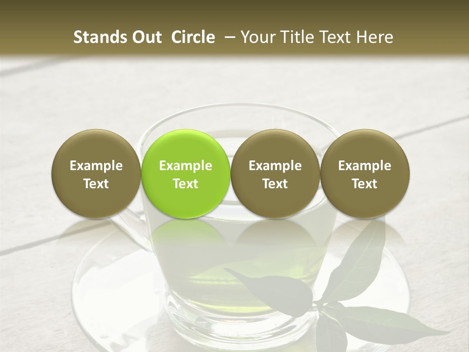 A Cup Of Green Tea With A Leaf On A Saucer PowerPoint Template