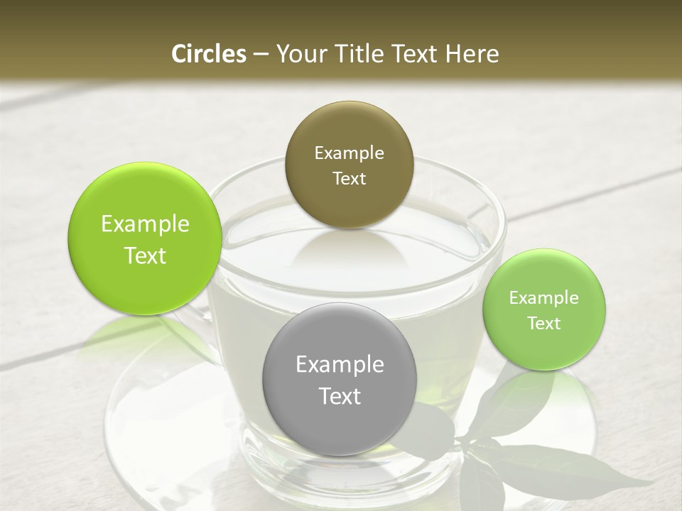 A Cup Of Green Tea With A Leaf On A Saucer PowerPoint Template