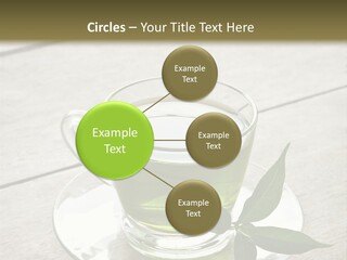 A Cup Of Green Tea With A Leaf On A Saucer PowerPoint Template