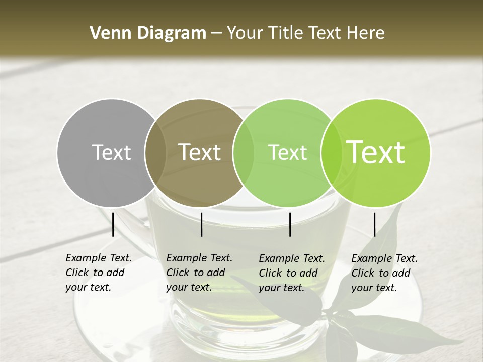 A Cup Of Green Tea With A Leaf On A Saucer PowerPoint Template