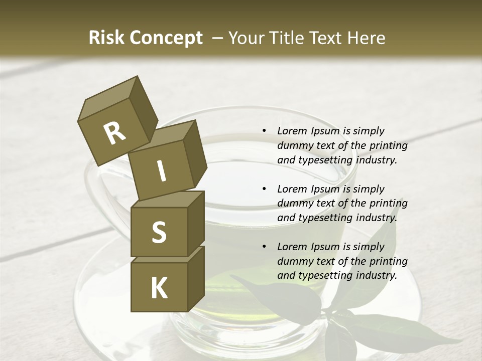 A Cup Of Green Tea With A Leaf On A Saucer PowerPoint Template