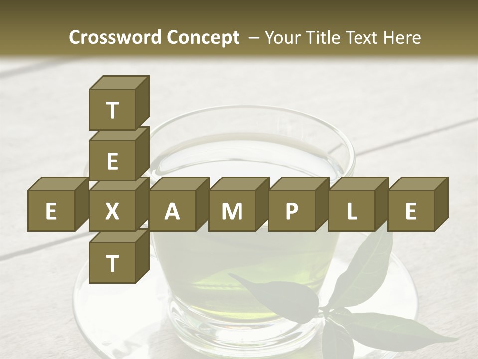 A Cup Of Green Tea With A Leaf On A Saucer PowerPoint Template